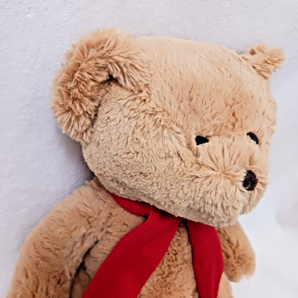 2012 Kohls Plush Teddy Bear 13" Sitting Huggable Toy Beige Tan w Scarf Nostalgia - Picture 7 of 16